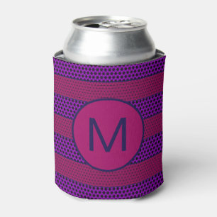 Porta-lata Padrão Roxo e Magenta Listrado Monograma