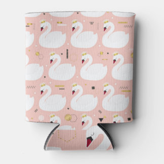 Porta-lata Padrão sem costura com cisnes brancas.