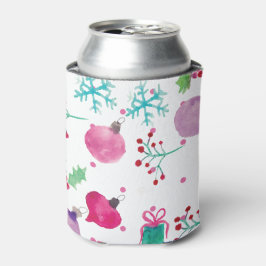 Porta-lata Padrão Temático de Natal Pintado à Mão com Aquarel