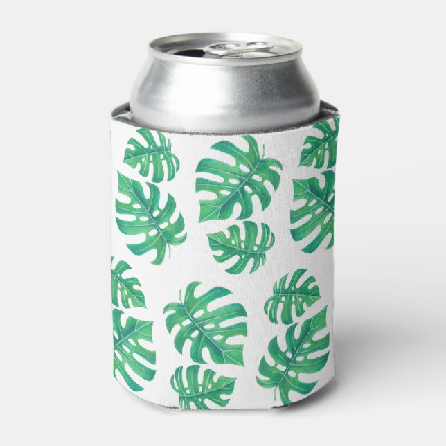 Porta-lata Padrão tropical com folhas de monstera (Can Front)