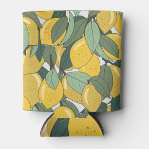 Porta-lata Padrão tropical com limões amarelos.