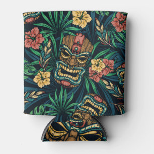 Porta-lata Padrão Tropical de Máscara de Tiki Havaiano