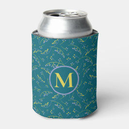 Porta-lata padrão verde lilás amarelo na moda monograma