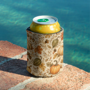 Porta-lata Padrão Vintage de Abóbora e Cabaças de Outono 