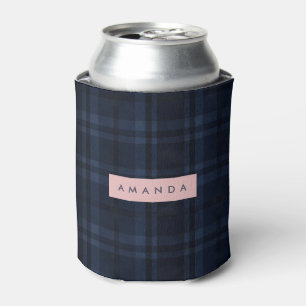 Porta-lata Padrão Xadrez Azul-Marinho Clássico Personalizado
