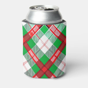 Porta-lata Padrão Xadrez de Natal Vintage Vermelho Verde