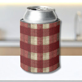 Porta-lata Padrão Xadrez Elegante Borgonha Marfim Vermelho Fe