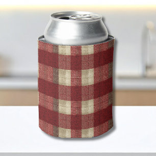 Porta-lata Padrão Xadrez Elegante Borgonha Marfim Vermelho Fe
