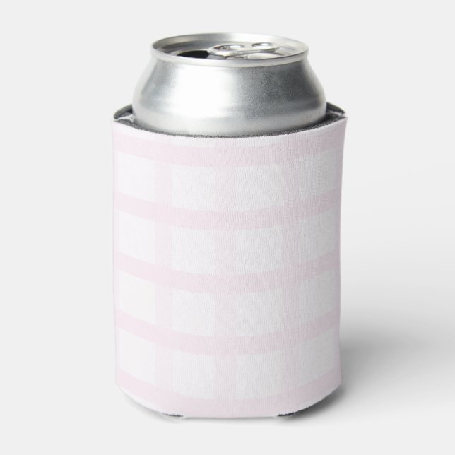 Porta-lata Padrão Xadrez Rosa Pastel e Rosa Quartzo (Can Front)