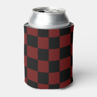 Porta-lata Padrão Xadrez Vermelho Cranberry e Preto