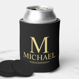 Porta-lata Padrinho de casamento Dourado e preto moderno