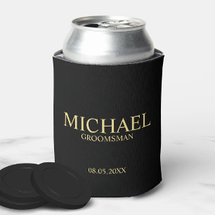 Porta-lata Padrinho de casamento Dourado e preto moderno