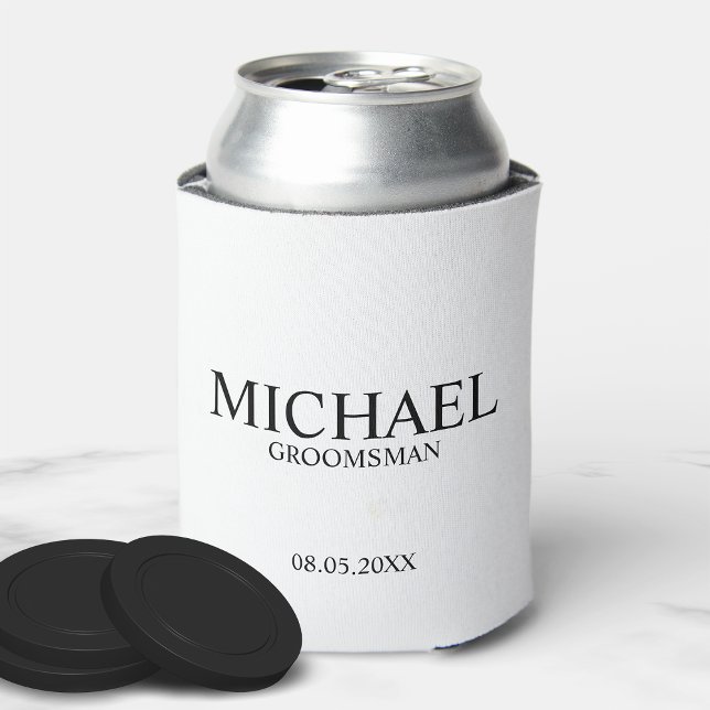 Porta-lata Padrinho de casamento Personalizado Branco e Preto (Criador carregado)