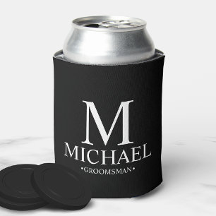 Porta-lata Padrinho de casamento personalizado preto e branco