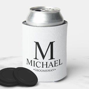 Porta-lata Padrinho de casamento personalizado preto e branco