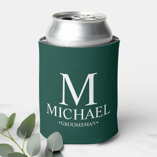 Porta-lata Padrinho de casamento Personalizado Verde Moderno 
