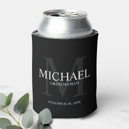 Porta-lata Padrinhos de casamento Personalizados Pretos Elega