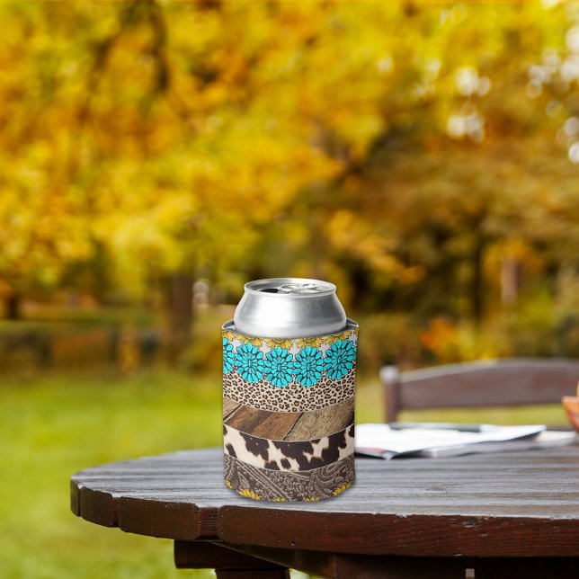 Porta-lata Padrões de Couro Faux Sublimpando a Cowgirl Ociden (Criador carregado)