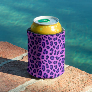 Porta-lata Padrões de pele de Leopardo Violeta Rosa 