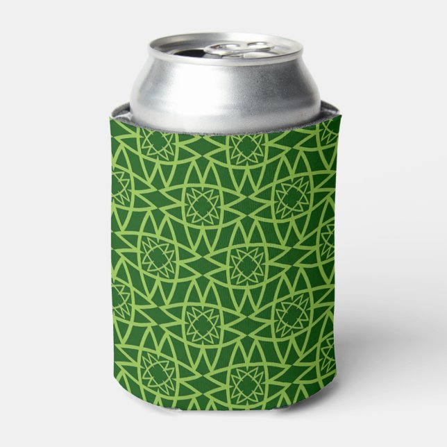 Porta-lata Padrões Geométricos Verdes Elegantes (Can Front)