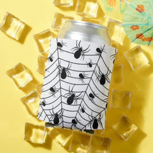 Porta-lata Padrões negros de aranhas brancas teias
