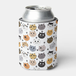 Porta-lata Padrões para gatos e pata engraçados coloridos