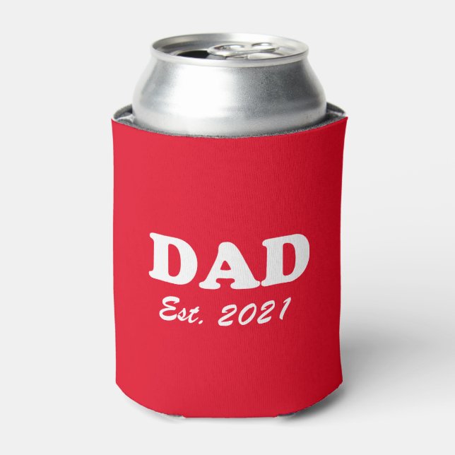 Porta-lata Pai vermelho personalizado Data estabelecida sólid (Can Front)