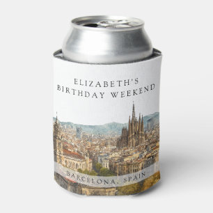 Porta-lata Paisagem de Barcelona em Aquarela para Fim de Sema