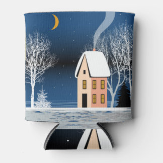 Porta-lata Paisagem noturna, casa confortável, lua.