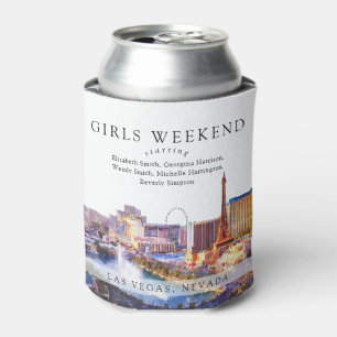 Porta-lata Paisagem urbana de Las Vegas em aquarela para fim 
