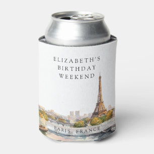 Porta-lata Paisagem Urbana de Paris em Aquarela para Fim de S