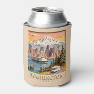 Porta-lata Paisagem Urbana Texturizada de Seattle Washington 