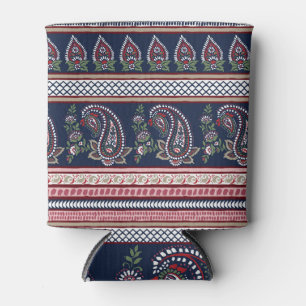 Porta-lata Paisley do Marinho Elegante: Design de Borda do Et