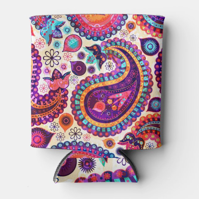 Porta-lata Paisley Floral Indian Seamless Ornament (Frente)