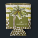 Porta-lata Palmeira Chic<br><div class="desc">Uma palmeira tropical em listras e manchas de estampa animal são apresentadas nestes coolers de bebida personalizados com o nome da sua família ou qualquer texto em letras chiques. Itens COMBINADOS em nossa loja.</div>