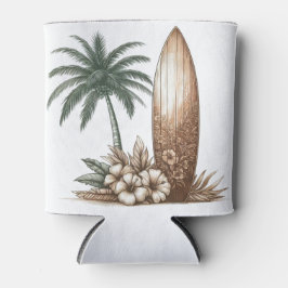PORTA-LATA PALMEIRA HIBISCO FLOR E PRANCHA DE SURFE