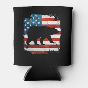 Porta-lata Papa Urso 4 de julho com Independência de Bandeir