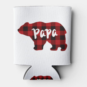 Porta-lata Papa Urso - xadrez de búfalo vermelha e negra