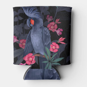 Porta-lata Papagaio Negro Floral Exótico: Natureza Tropical