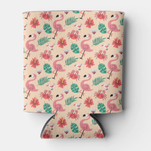 Porta-lata Papagaio Rosa Verão Padrão Tropical