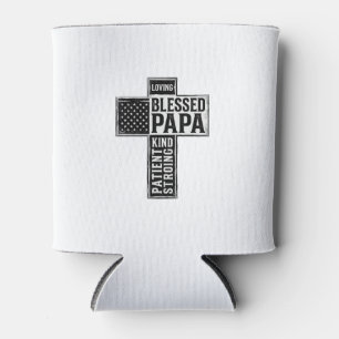 Porta-lata Papai abençoado Cruz Cristã Tipografia Vintage De