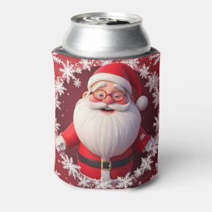 Porta-lata Papai Noel Alegre Rodeado de Flocos de Neve
