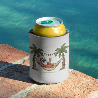 Porta-lata Papai Noel Engraçado Natal de Verão Tropical Féria