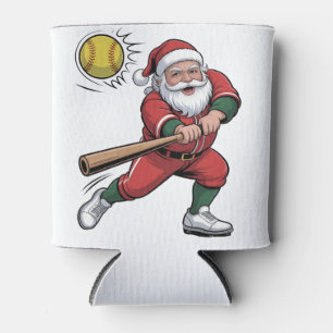 Porta-lata Papai Noel Jogando Softbol Jogador de Natal Esport