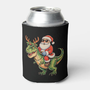 Porta-lata Papai Noel Montado em Dinossauro T Rex Natal Retrô