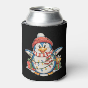 Porta-lata Papai Noel Pinguim Luzes de Natal Férias