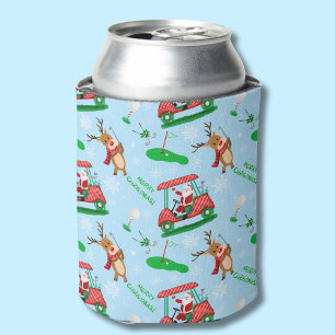 Porta-lata Papais noeis De Natal Golfando Com O Padrão De Rei