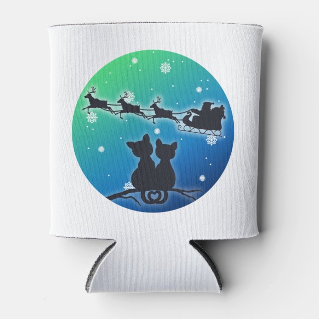 Porta-lata Papais noeis Que Dormem Com Gatos Amantes Engraçad (Frente)