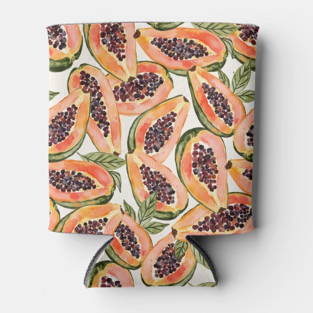 Porta-lata Papaya Fruta Watercolor (Frente)