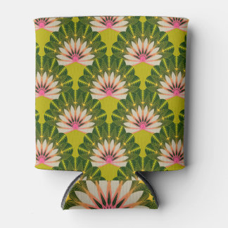 Porta-lata Papel de parede de lótus estilizado: rosa, verde.